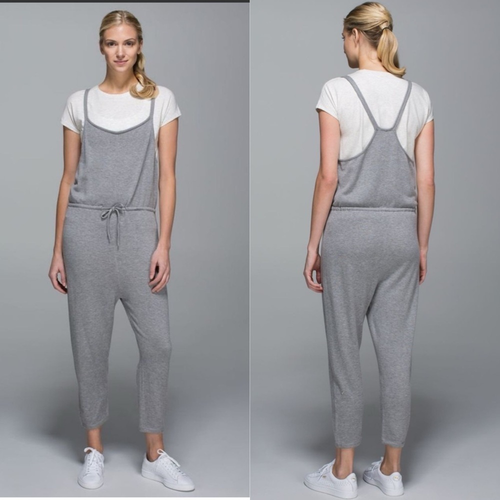Lululemon Cabin Onesie Heathered Medium Grey Sz 6 Rayon Bamboo Cashmere